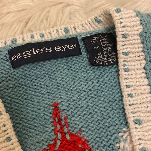 Eagle's Eye Vintage Lighthouse Coastal Themed Cardigan Sweater Vest Womens Sz L - Picture 14 of 16
